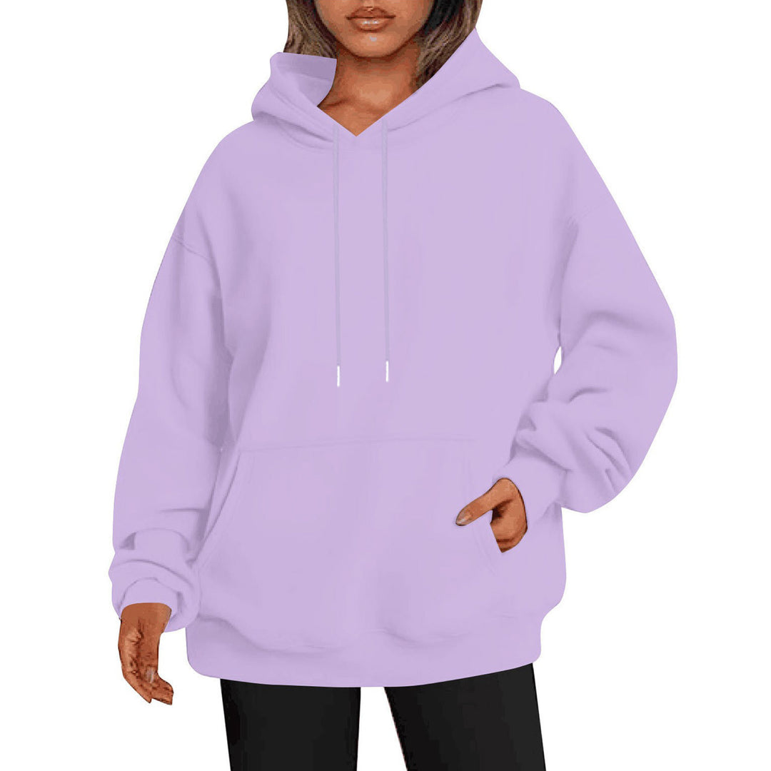 Damen nan oversized Kapuzenpulloverkleid mit Kängurutasche, verlängerter Silhouette und weichem French-Terry Drune
