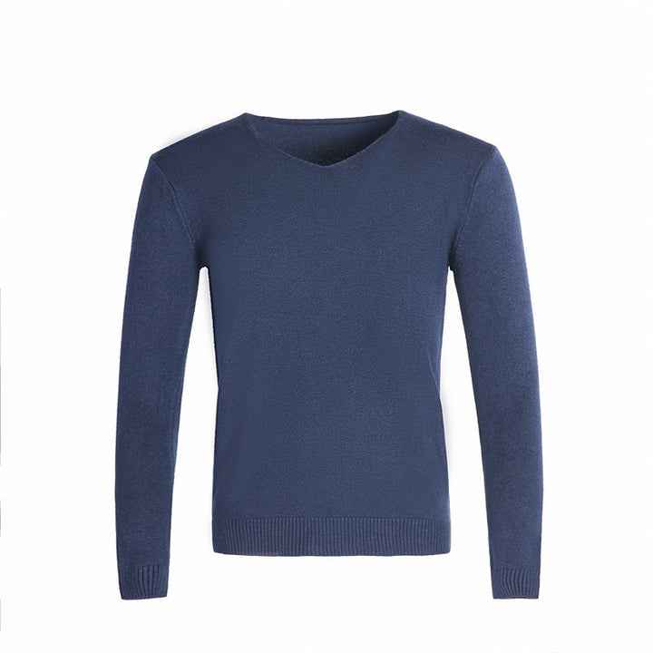 Herren nan feiner V-Ausschnitt-Pullover aus Baumwoll-Merino-Mix mit schmaler Silhouette Drune