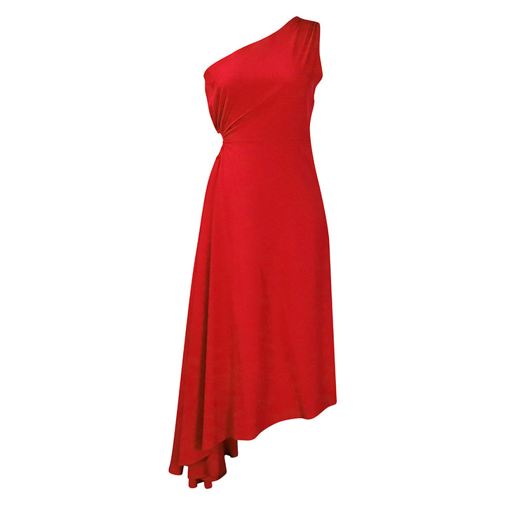 Damen asymmetrisches Wickelkleid mit einem Schulterdesign Drune