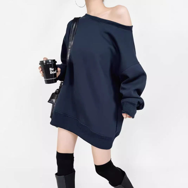Damen lässiger Oversize-Sweatshirt mit leichtem Stoff Drune