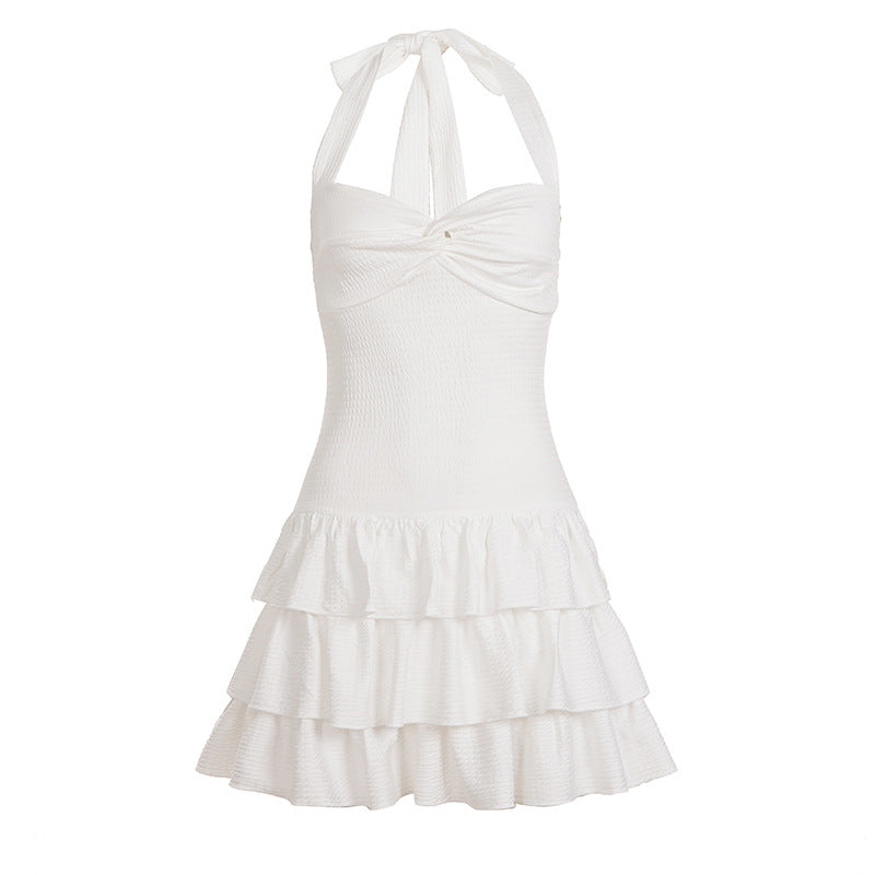 Damen Sommerliches Tüllkleid mit verstellbaren Spaghettiträgern und Rüschendetails Drune