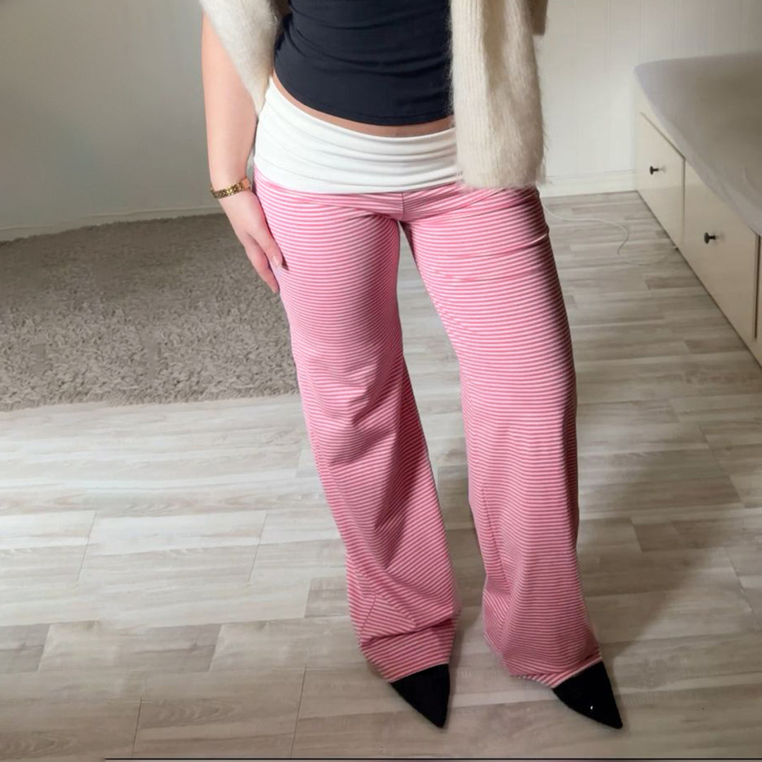 Damen Modische, komfortable Lounge-Hose mit Streifenmuster und elastischem Bund Drune