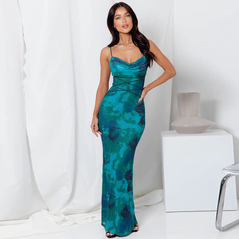 Damen Maxikleid mit eleganter Blumenmusterung Drune