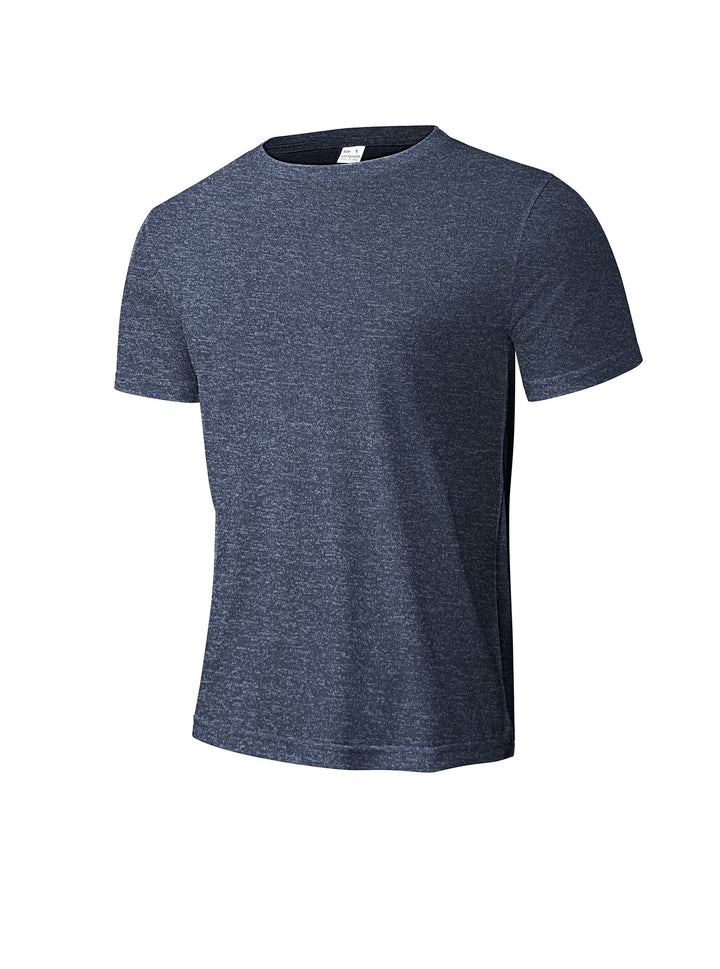 Herren nan meliertes Funktions-T-Shirt mit Rundhalsausschnitt, leichter Baumwollmischung und atmungsaktiver Struktur Drune