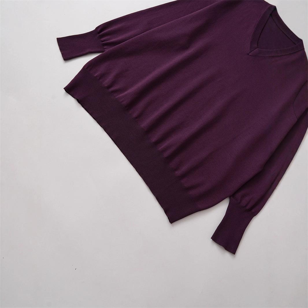 Damen V-Ausschnitt Strickpullover mit weiten Ärmeln und komfortablem Schnitt Drune