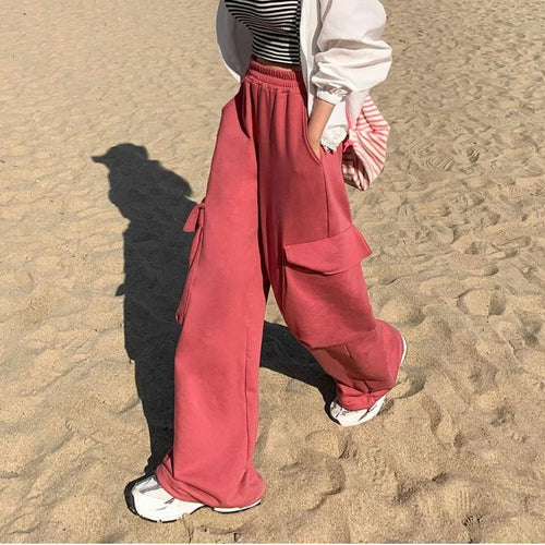 Damen lockere Freizeithose mit großen Taschen Drune