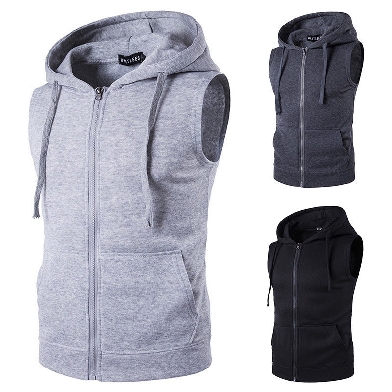 Herren Elegantes Ärmelloses Zip-Hoodie Drune