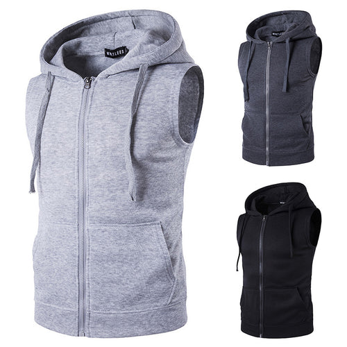 Herren Elegantes Ärmelloses Zip-Hoodie Drune