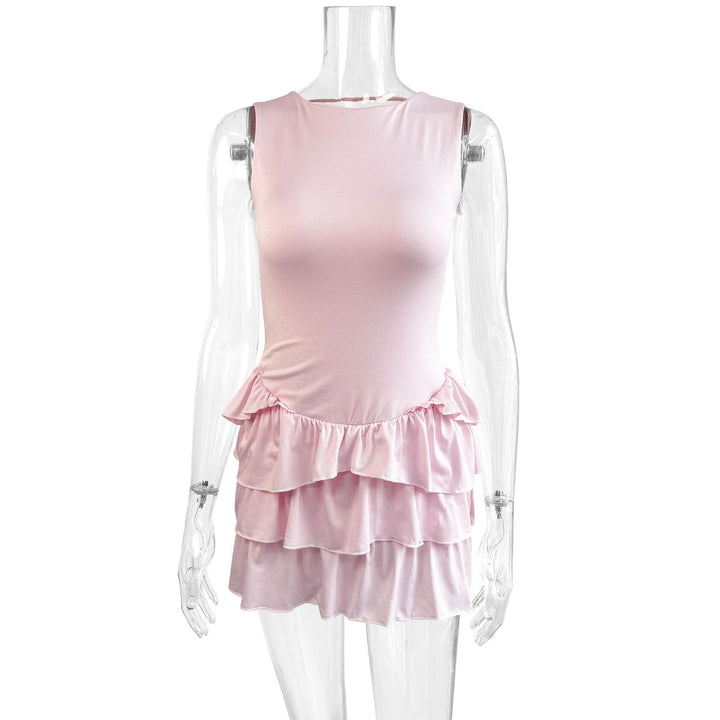 Damen Sommerliches Rüschenkleid mit figurbetontem Oberteil und schwingendem Saum Drune
