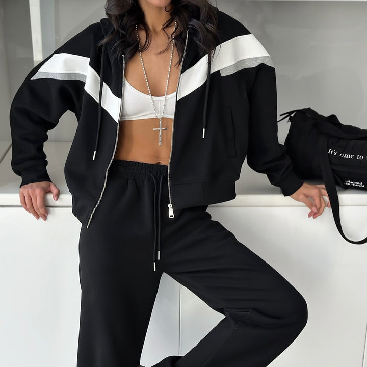 Damen sportliches Jogginganzug-Set mit modernem Schnitt und trendigen Akzenten Drune