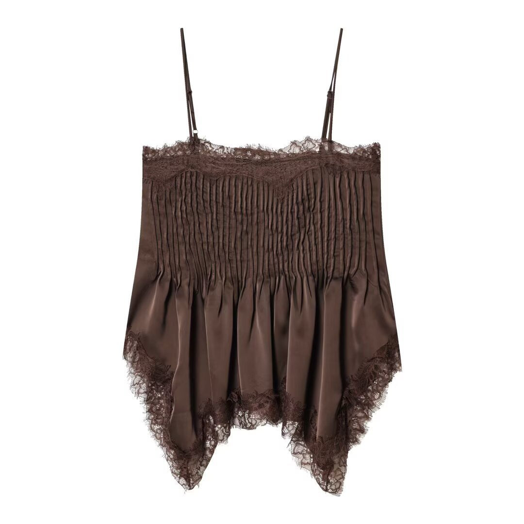 Damen Spitzen-Camisole mit elastischem Detail und fließendem Schnitt Drune