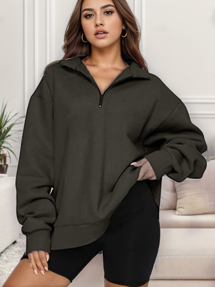 Damen Oversized Sweatshirt mit Stehkragen Drune