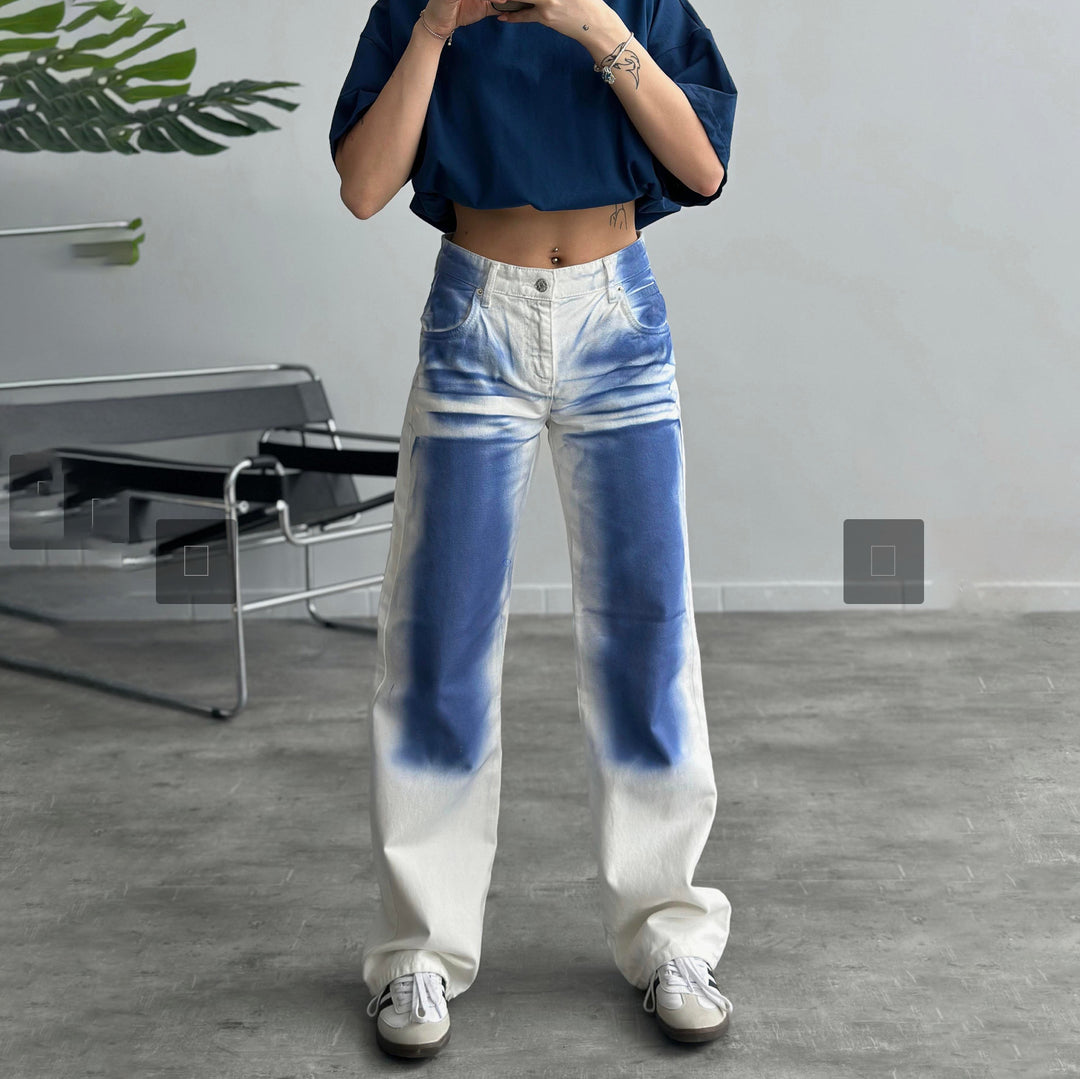 Damen Baggy Jeans im einzigartigen Batikdesign Drune