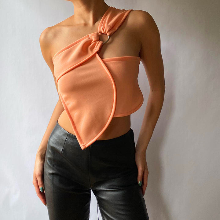 Damen asymmetrisches Trägershirt mit elegantem Ringdetail Drune