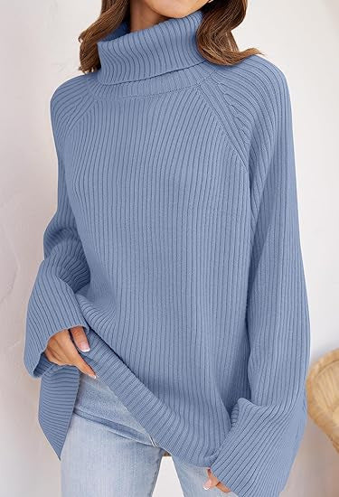Damen Kaschmir-Feinstrickpullover mit hohem Kragen und weitem Schnitt Drune