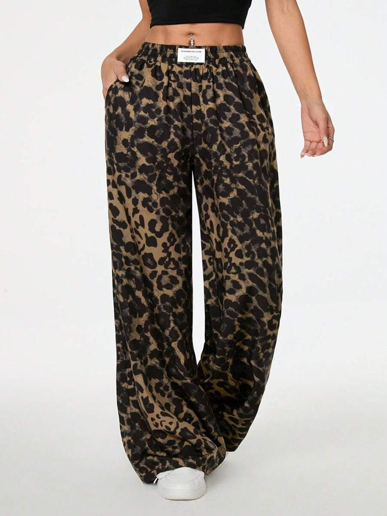 Damen Palazzo-Hose mit schickem Leopardenmuster Drune