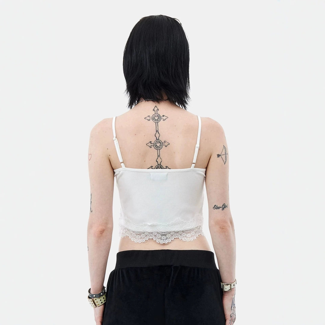 Damen Spitzencamisole mit floralem Druck Drune