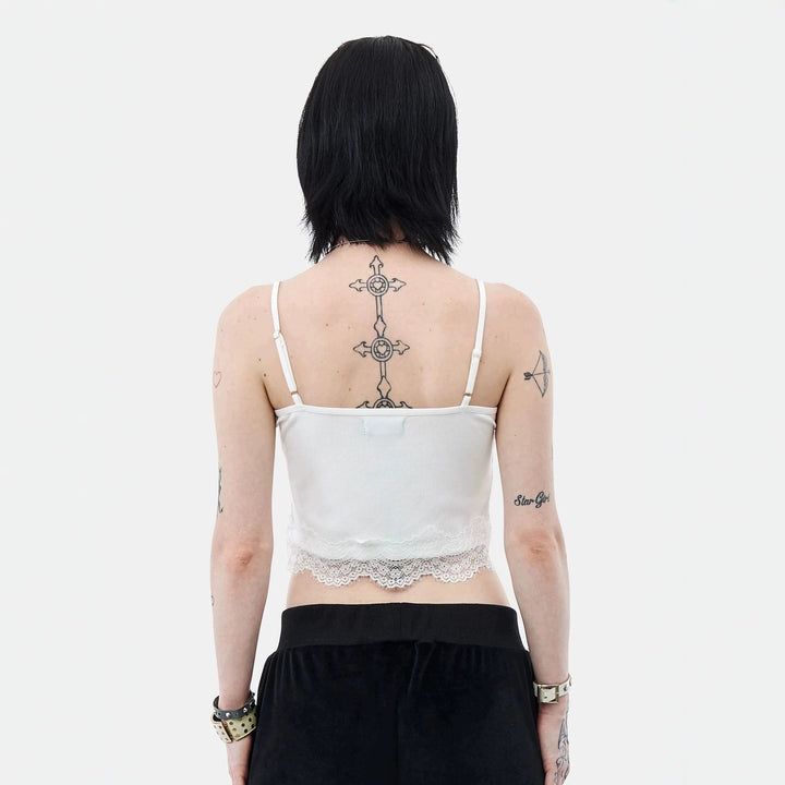 Damen Spitzencamisole mit floralem Druck Drune