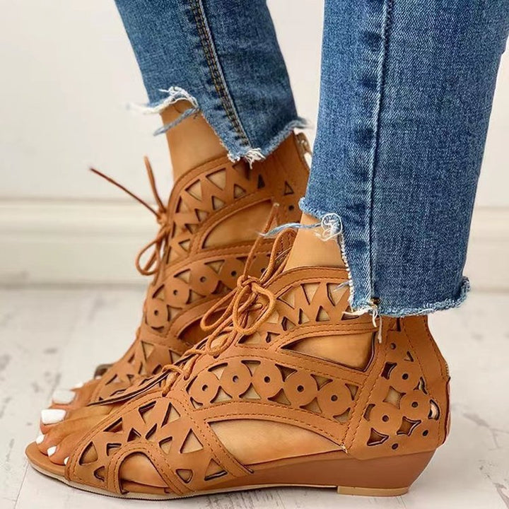 Damen Schnürsandalen mit luftiger Cut-Out-Optik und rutschfester Sohle Drune
