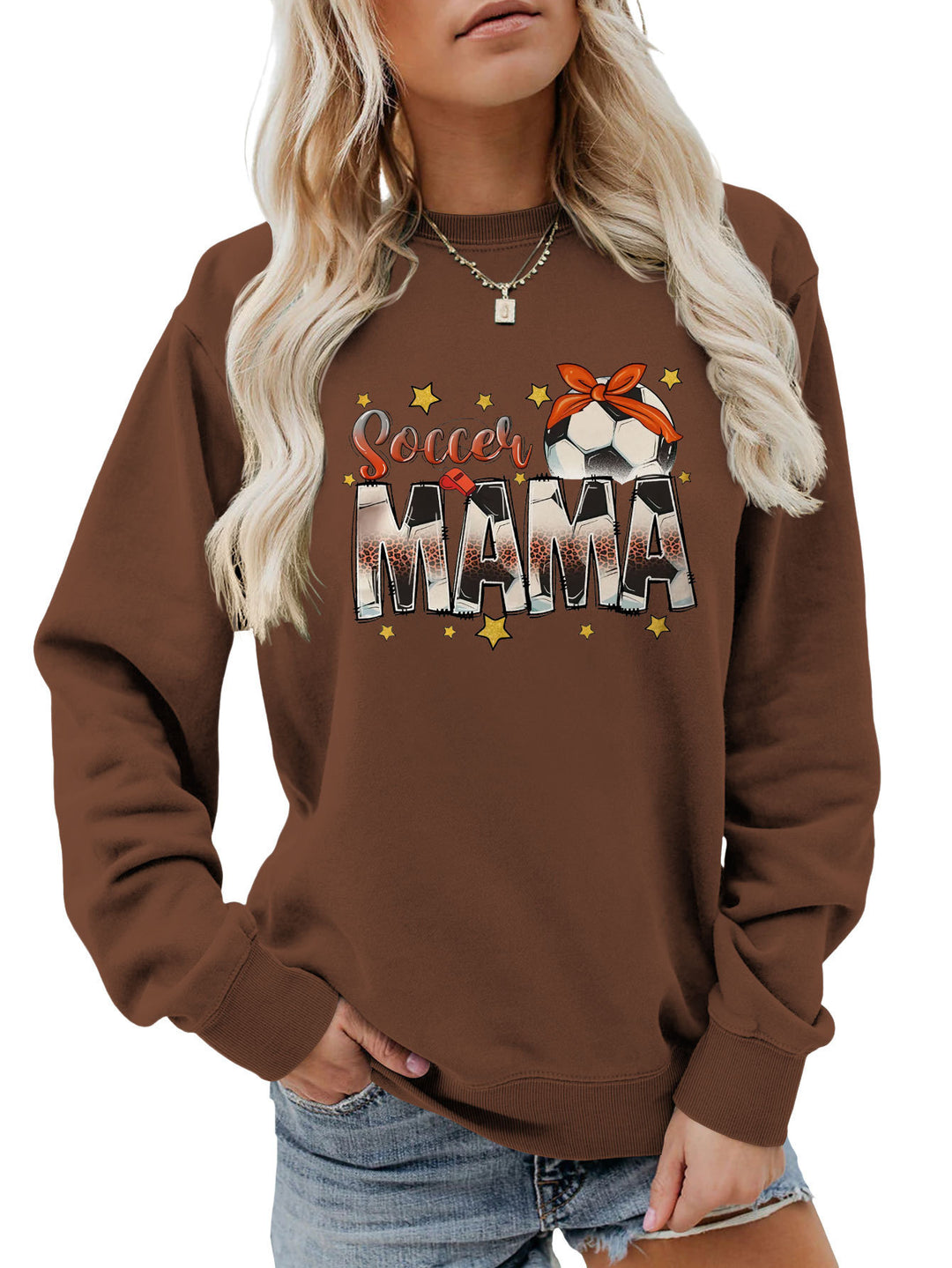 Damen Sweatshirt mit auffälligem "Soccer Mama" Aufdruck und bequemer Passform Drune