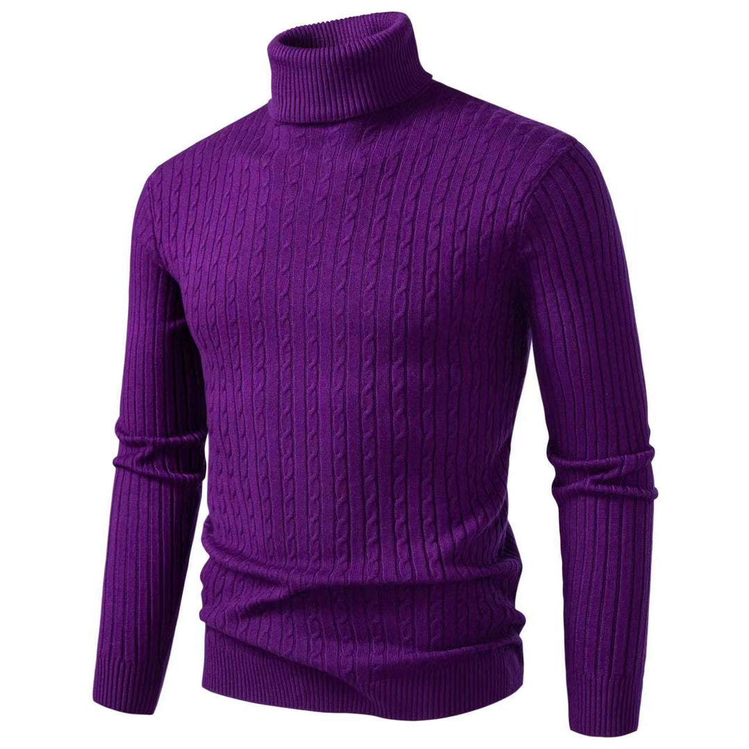 Herren nan gerippter Rollkragenpullover mit Zopfmuster und körpernaher Slim-Fit-Silhouette Drune