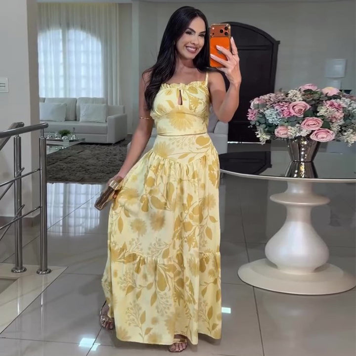 Damen Maxikleid mit floralem Design und luftiger Silhouette Drune