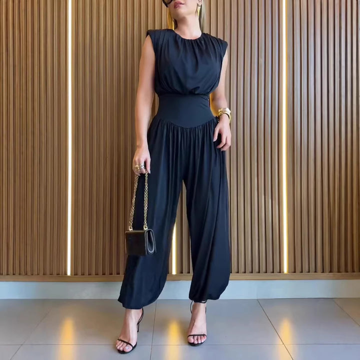 Damen modischer Jumpsuit mit elastischem Taillenbund und innovativem Schnitt Drune
