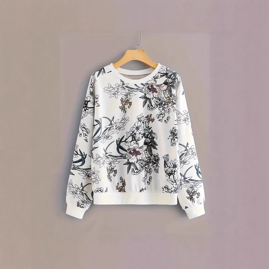 Damen Sweatshirt mit floralem Druck und relaxed Fit Drune