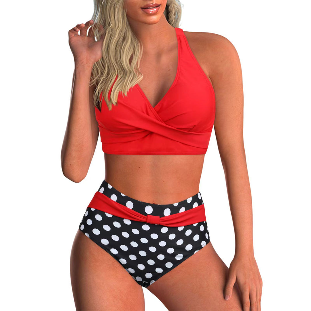 Damen Hochtailliertes Bikini-Set mit elegantem Wickeloberteil Drune