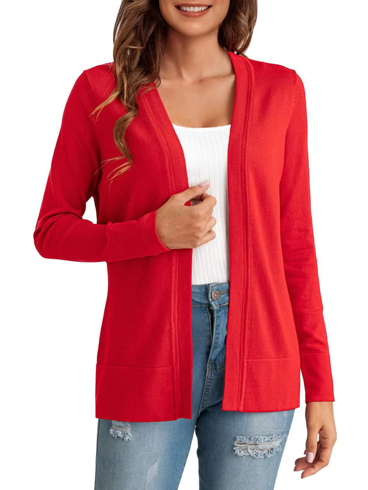 Damen Langarm Strickjacke mit offenem Design und praktischen Taschen Drune