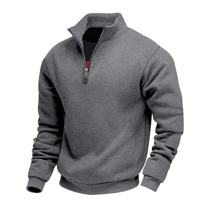 Herren lässiger Stehkragenpullover mit funktionalem Reißverschluss Drune