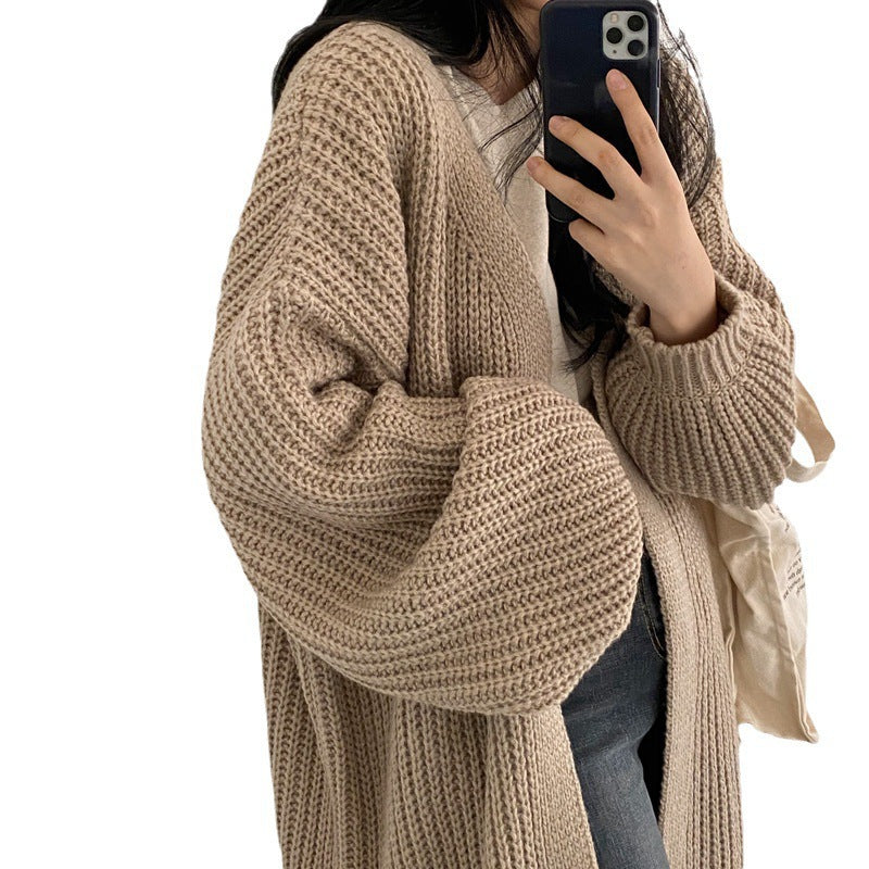 Damen Grober Strickcardigan mit offenem Schnitt und bequemen Ärmelabschlüssen Drune