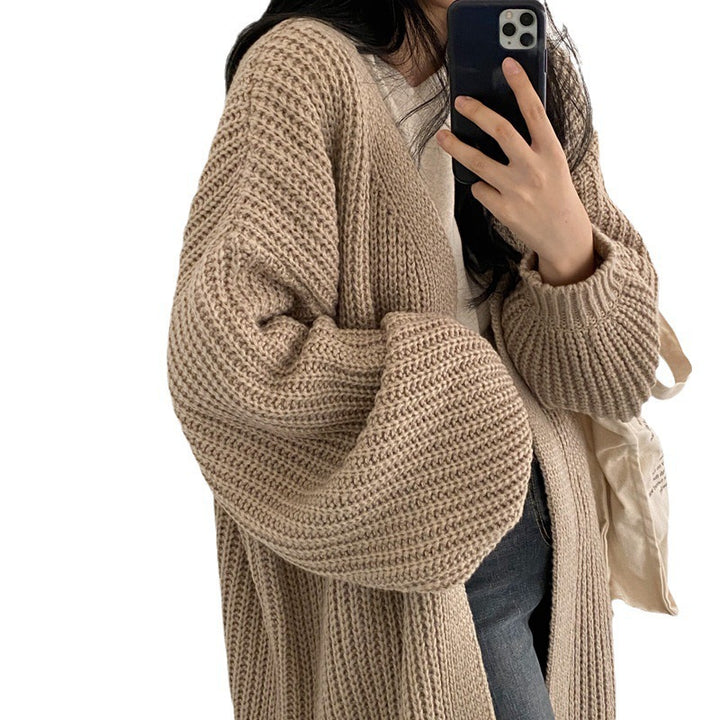 Damen Grober Strickcardigan mit offenem Schnitt und bequemen Ärmelabschlüssen Drune