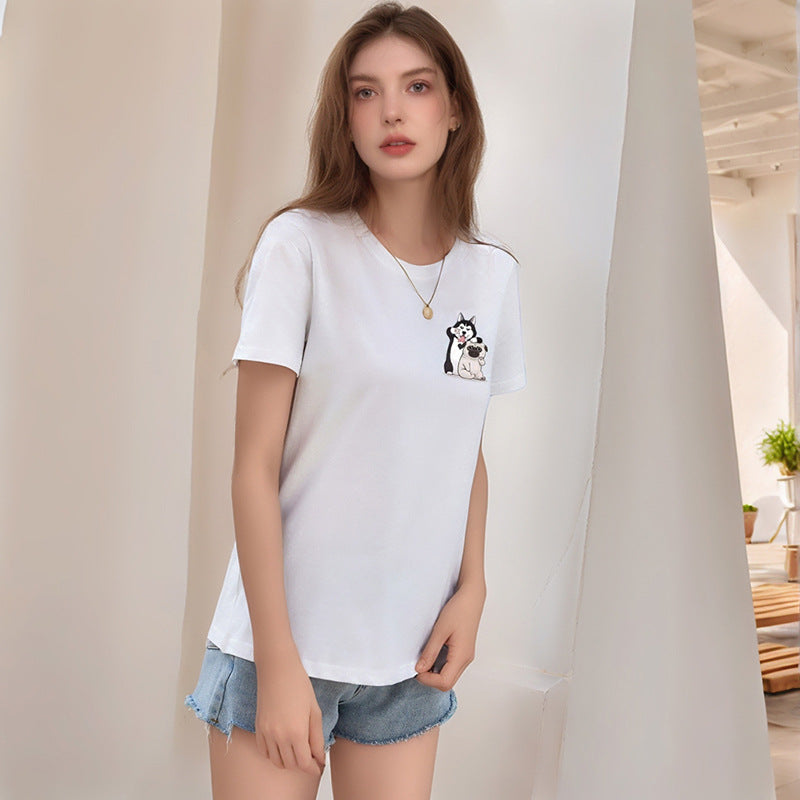 Damen T-Shirt mit verspieltem Tiermuster und hochwertigem Baumwollstoff Drune
