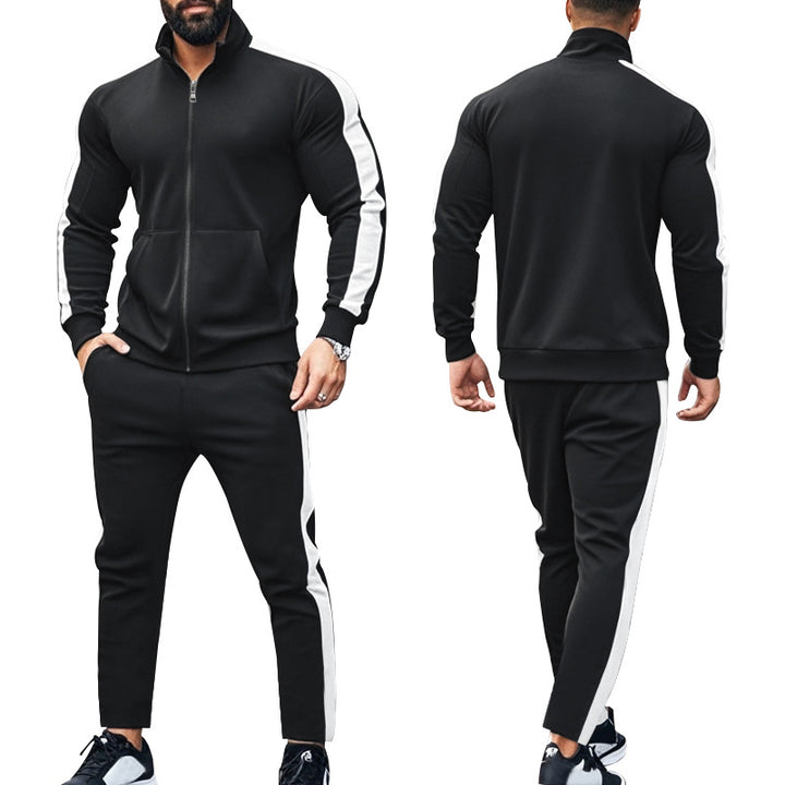 Herren nan zweiteiliges Jogginganzug-Set mit Stehkragen-Zipjacke und konisch zulaufender Jogginghose Drune