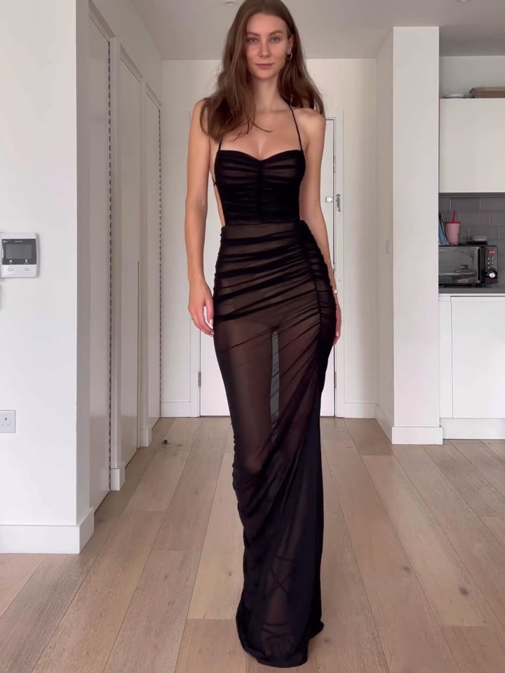 Damen Elegantes Wickelkleid mit tiefer Rückenansicht und fein schwingendem Rock Drune