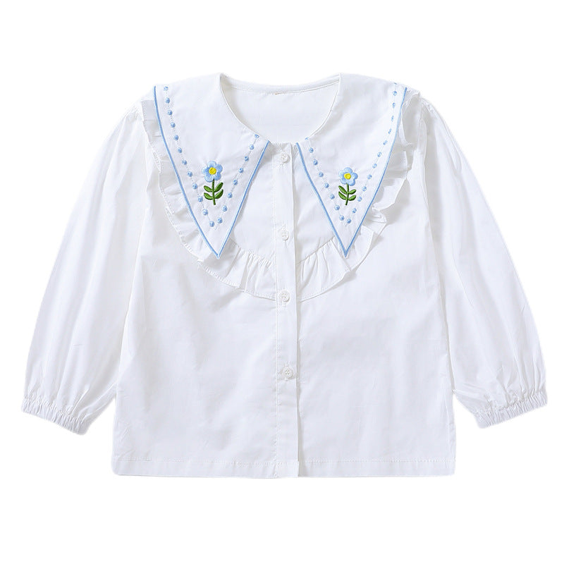 Mädchen Rüschenbluse mit besticktem Kragen Drune