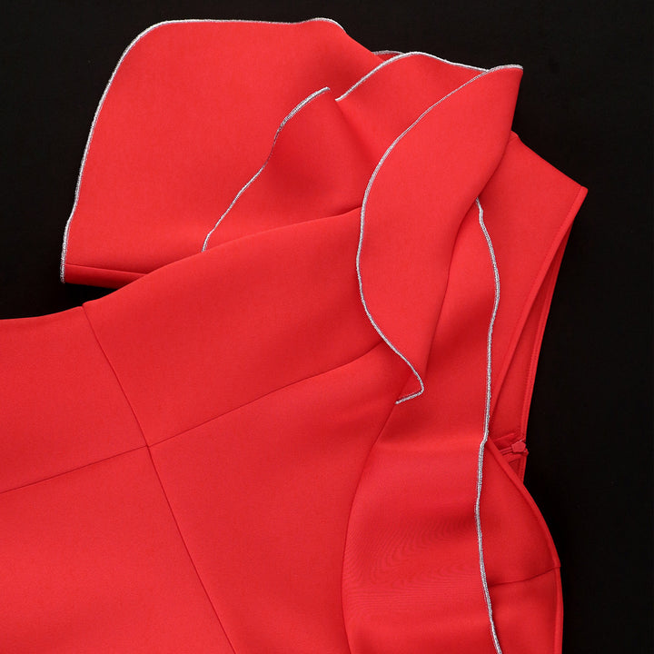 Damen figurbetontes Wickelkleid mit asymmetrischem Design und trendigem Rüschenelement Drune