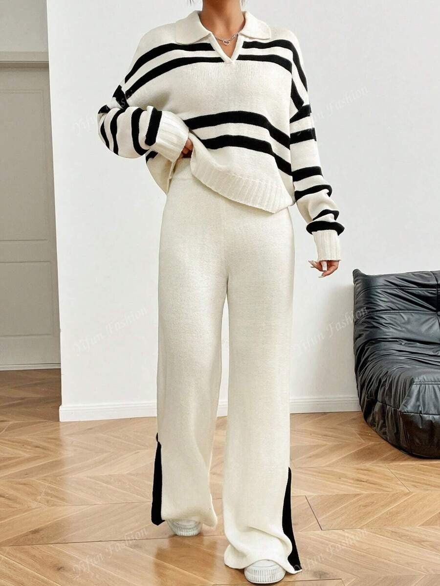 Damen Elegante und bequeme Strick-Casual-Set Drune