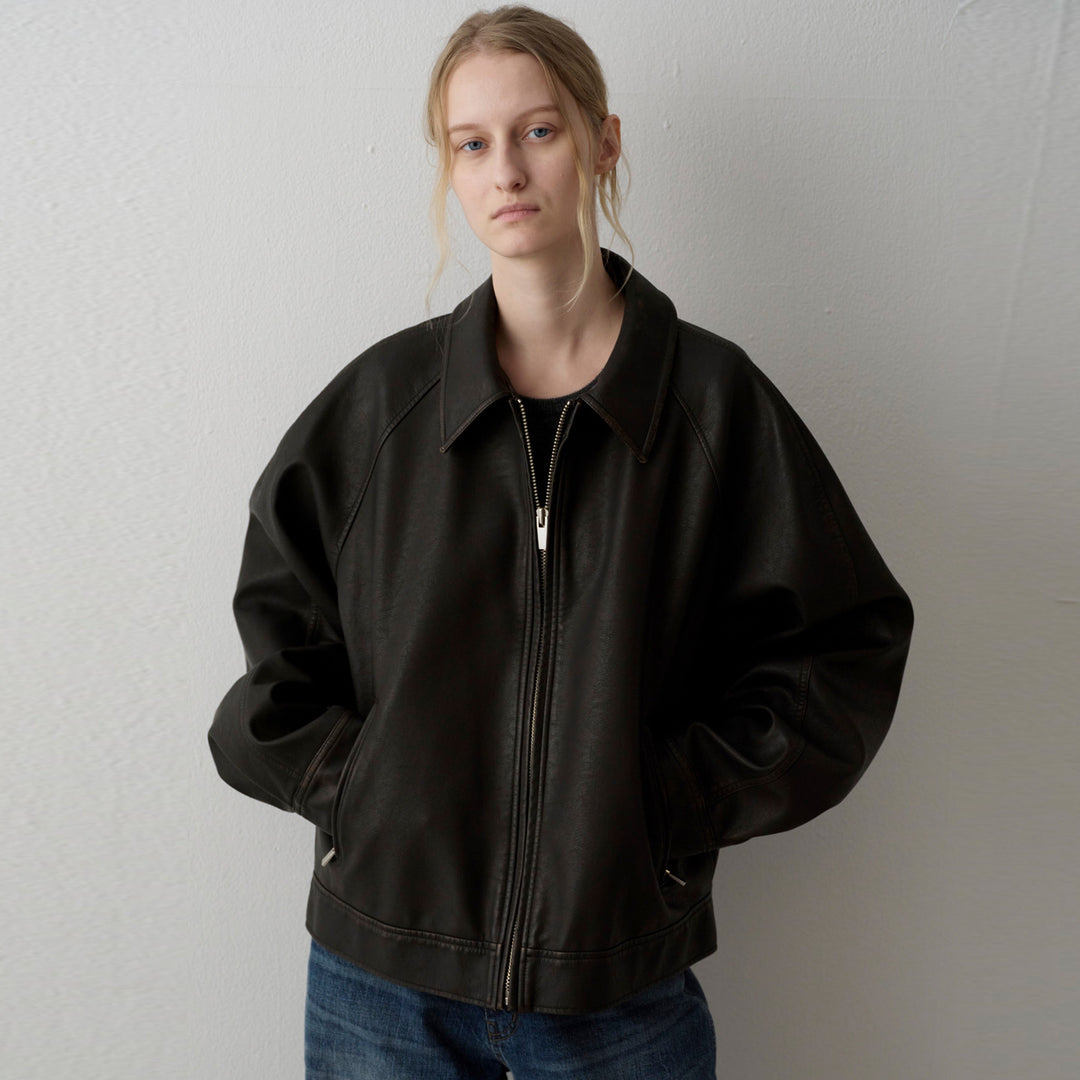 Damen elegante Lederjacke im minimalistischem Design Drune