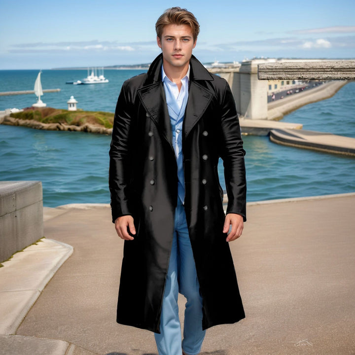 Herren Eleganter und glänzender Trenchcoat Drune