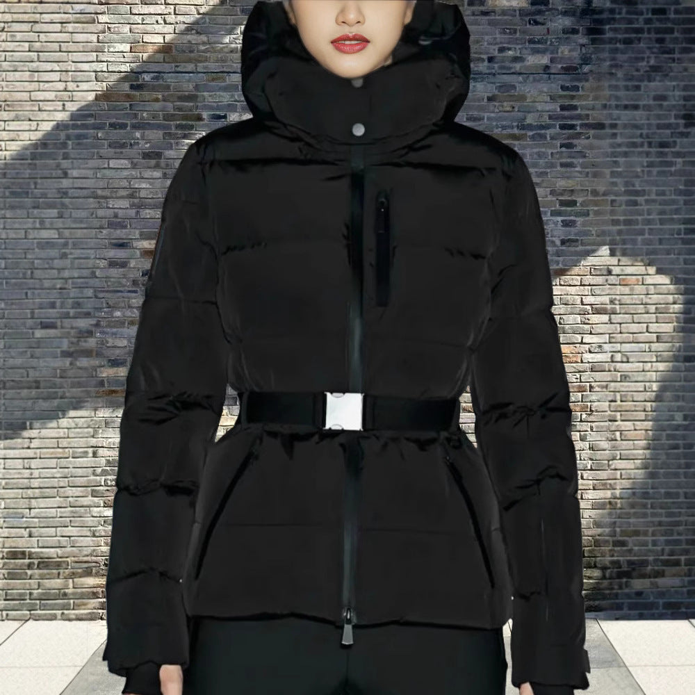 Damen winterliche Funktionsjacke mit hohem Kragen und elastischem Gürtel Drune