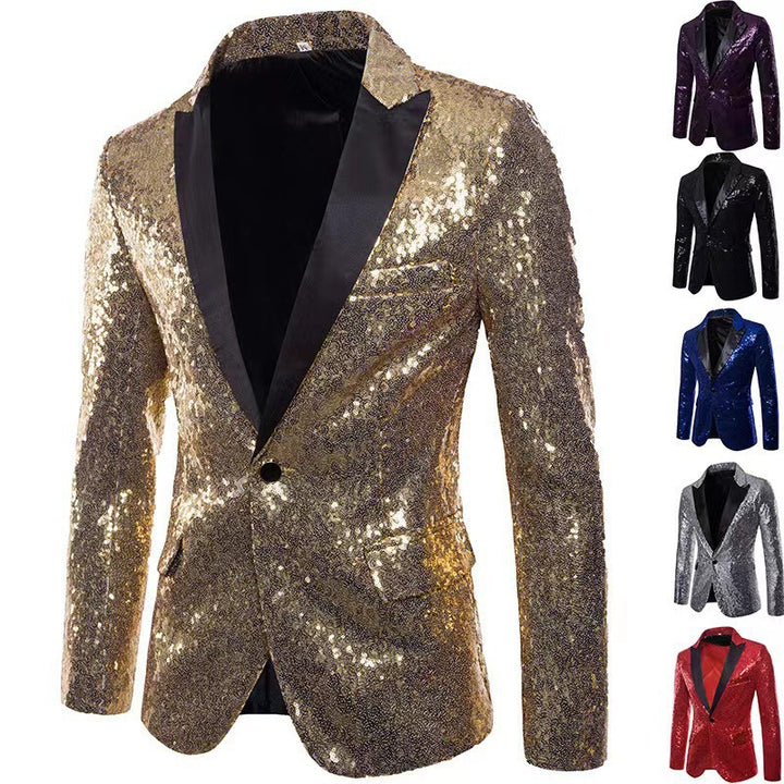 Herren schimmernder Pailletten Blazer Drune