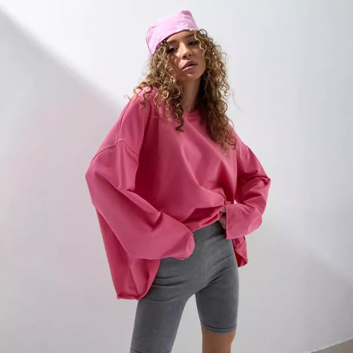Damen lässiges Oversize-Sweatshirt mit Drop-Shoulder-Schnitt Drune