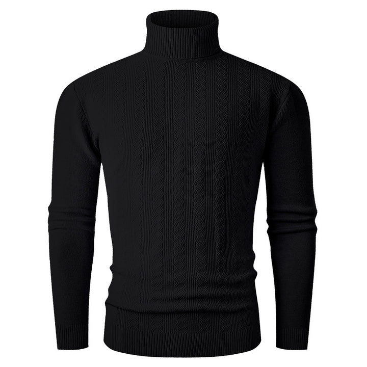 Herren stylischer Rollkragenpullover mit strukturiertem Zopfmuster und hochabschließendem Kragen Drune