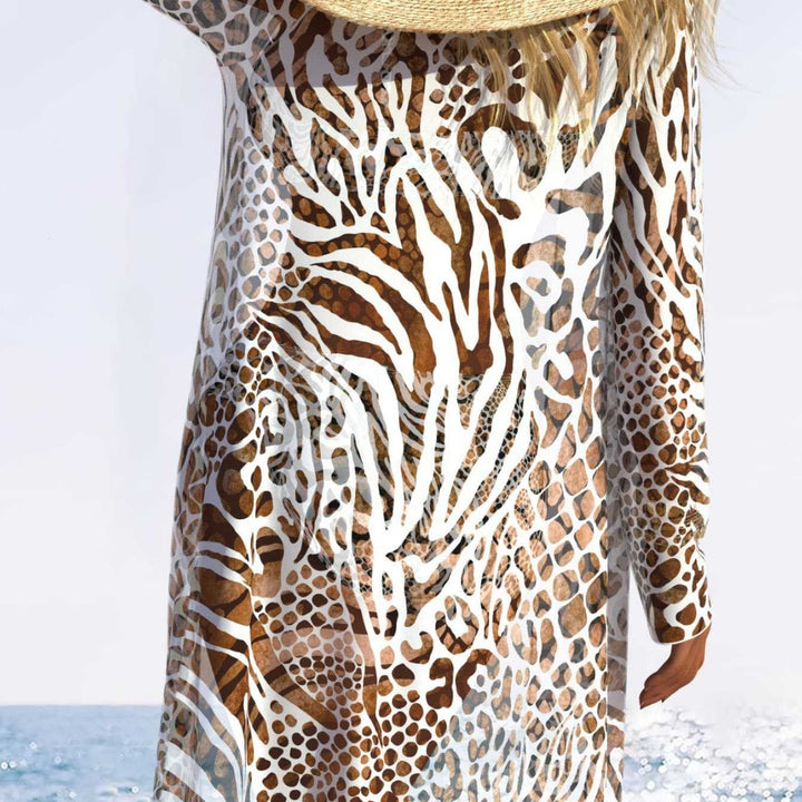 Damen Bikini-Set mit modischem animalischem Muster und stilvollem Überwurf Drune