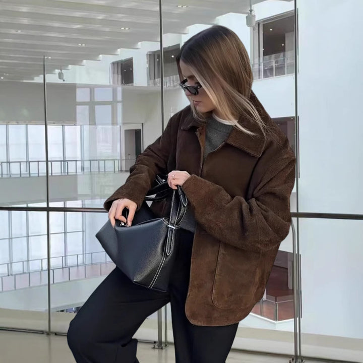 Damen Modische Jacke mit oversized Schnitt und lässigen Taschen Drune