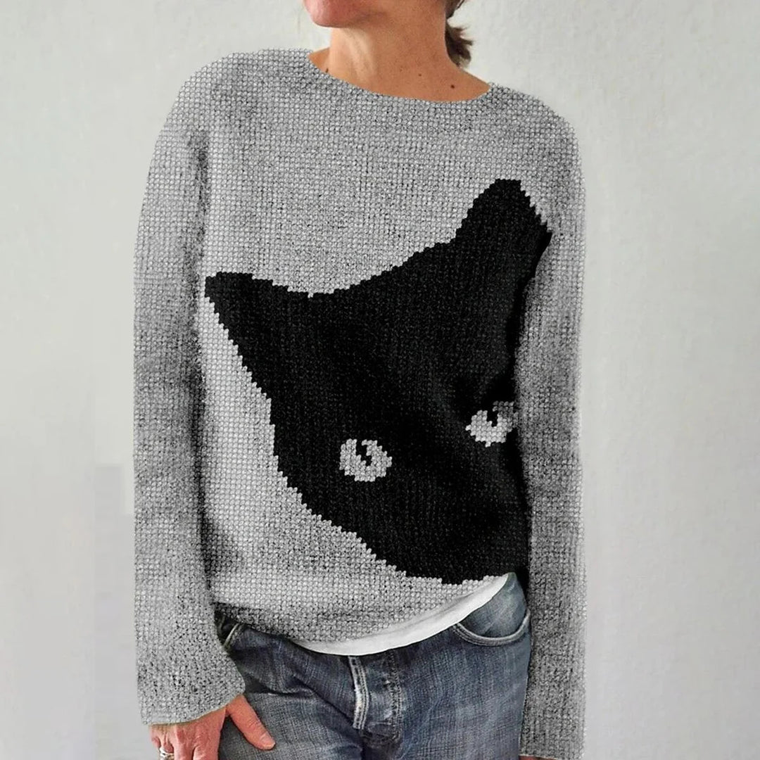 Damen weicher Strickpullover mit einzigartigem Schneeflocken-Stickerei Drune