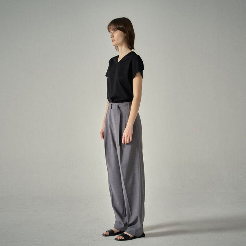 Damen elegante Stoffhose mit hohen Bund und schickem Gürtel Drune