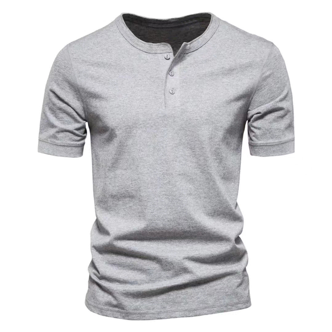 Herren kurzärmeliges Henley-Shirt mit Knopfleiste Drune
